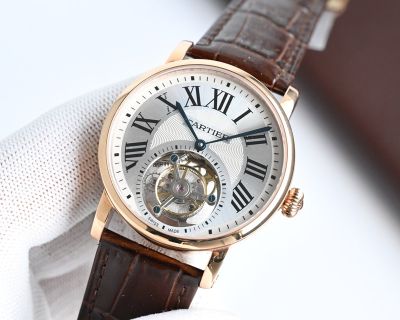 Rotonde De Cartier Tourbillon Movement 40mm Rose Gold/White Gold Case Watch